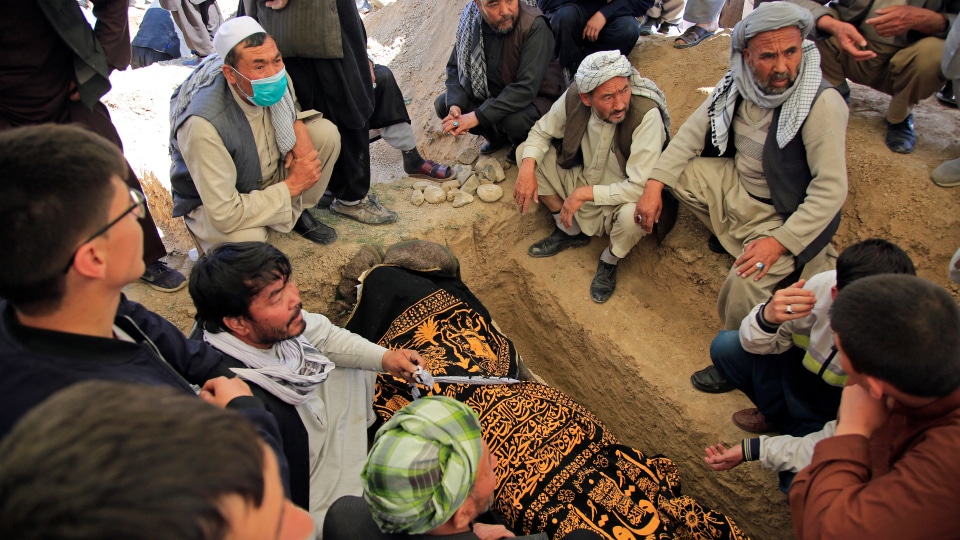 Afghan men bury a victim of deadly bombings on Saturday near a school at a cemetary west of Kabul Afghanistan Sunday May 9 2021. AP Photo Mariam Zuhaib 1 - Blog